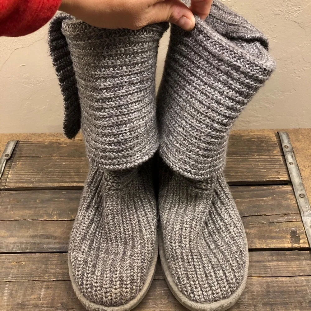 UGG Classic Cardi Boots Size 7 Grey Wool Sheepskin